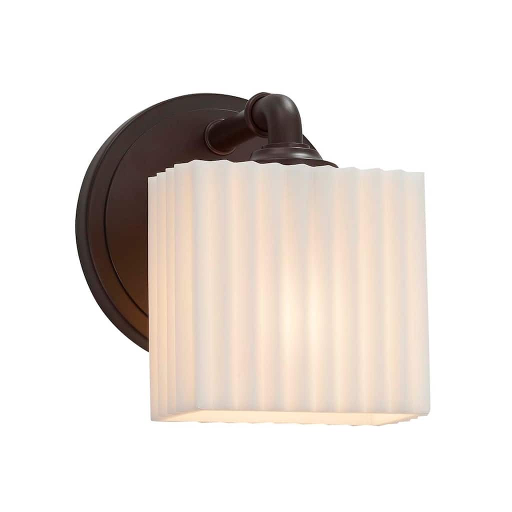 Justice Design Porcelina Bronx 1-light Dark Bronze Wall Sconce, Rectangle Pleats Impressions