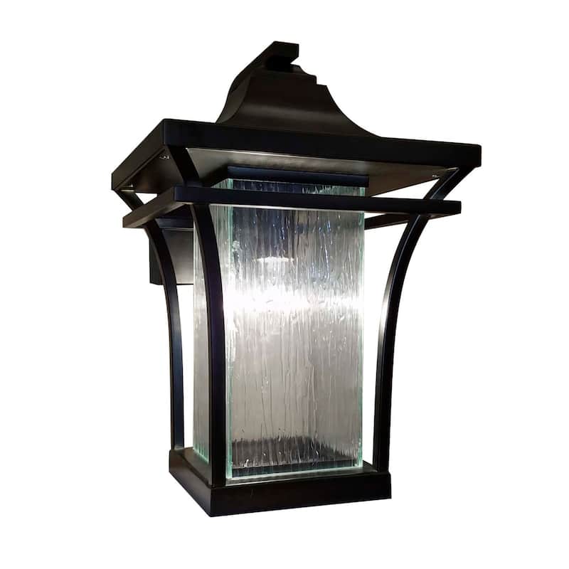 Justice Design Fusion Summit 1-light Matte Black Small Outdoor Wall Sconce, Rain Shade