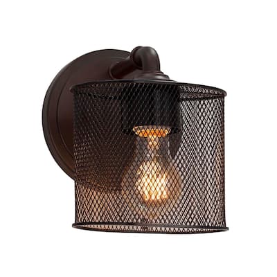 Justice Design Wire Mesh Bronx 1-light Dark Bronze Wall Sconce, Wire Mesh Oval Shade