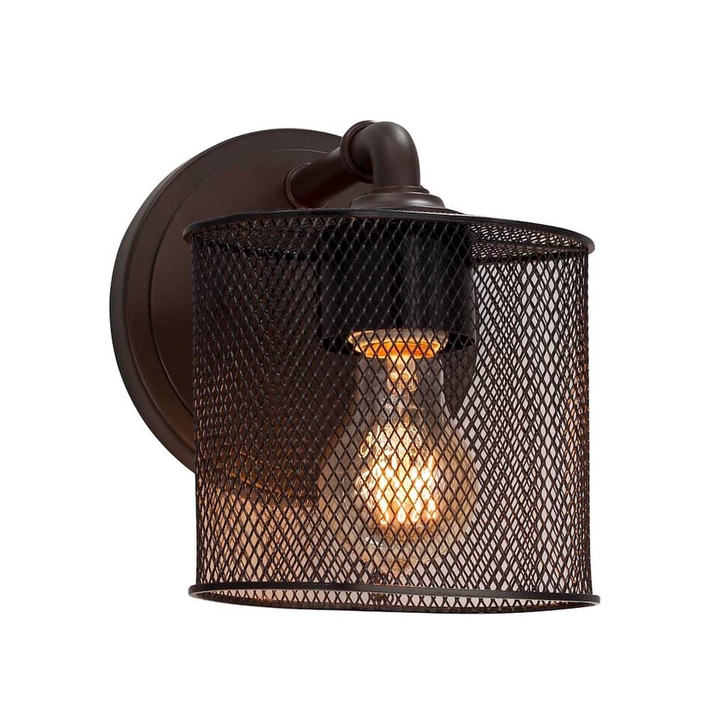 Justice Design Wire Mesh Bronx 1-light Dark Bronze Wall Sconce, Wire Mesh Oval Shade