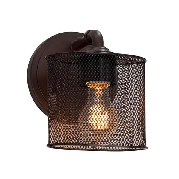 Justice Design Wire Mesh Bronx 1-light Dark Bronze Wall Sconce, Wire ...