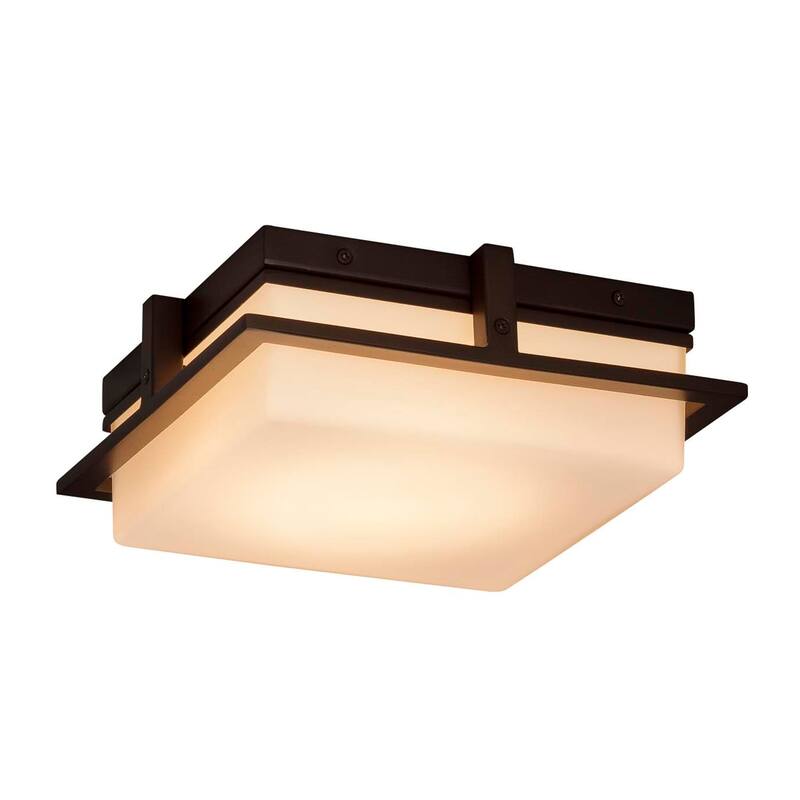 Justice Design Fusion Avalon Dark Bronze 10-inch Small LED Flush Mount, Opal Shade