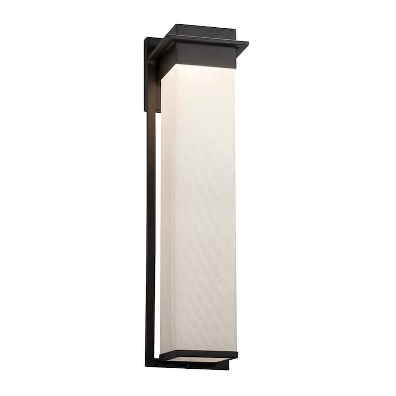 Justice Design Fusion Pacific Matte Black 24-inch LED Outdoor Wall Sconce, Weave Shade