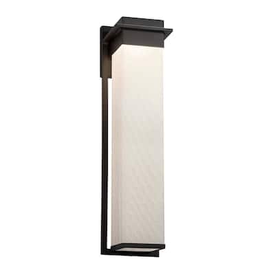 Justice Design Fusion Pacific Matte Black 24-inch LED Outdoor Wall Sconce, Weave Shade