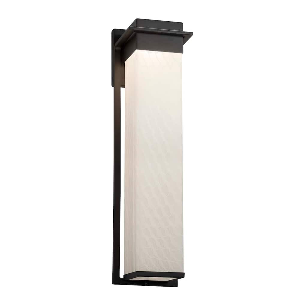 Justice Design Fusion Pacific Matte Black 24-inch LED Outdoor Wall Sconce, Weave Shade