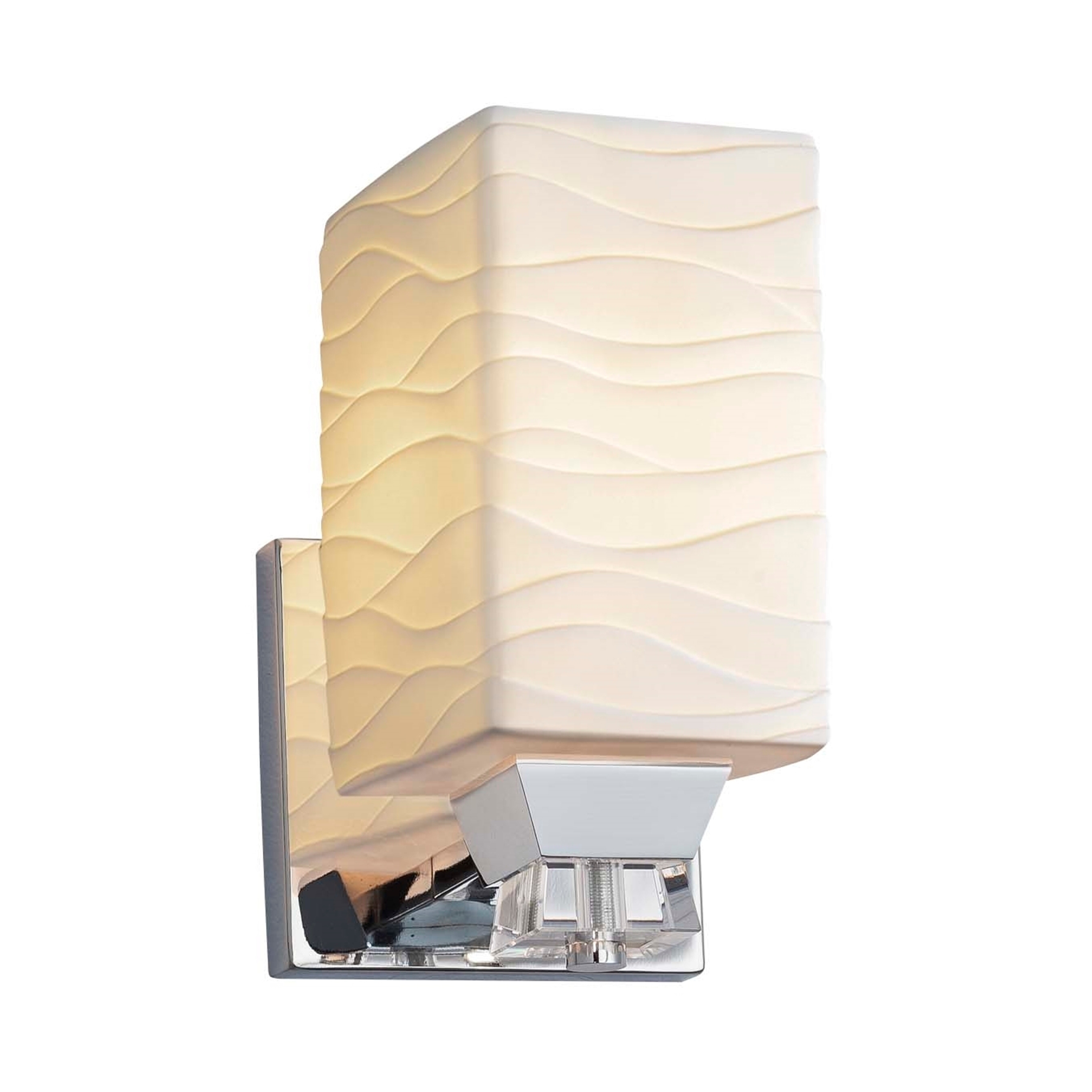 Justice Design Limoges Ardent 1-light Polished Chrome Wall Sconce, Square w/ Flat Rim Waves Impressions
