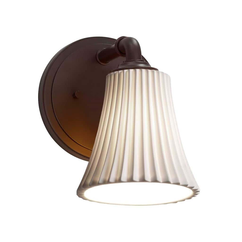 Justice Design Limoges Bronx 1-light Dark Bronze Wall Sconce, Round Flared Waves Impressions
