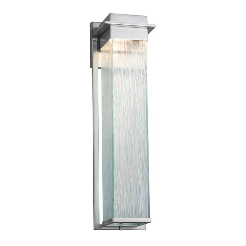 Justice Design Fusion Pacific Brushed Nickel 24-inch LED Outdoor Wall Sconce, Rain Shade