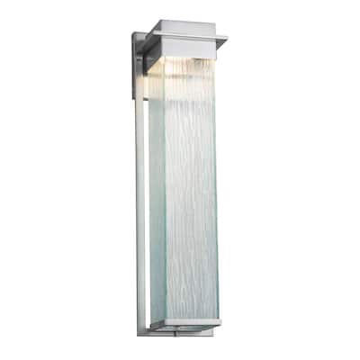 Justice Design Fusion Pacific Brushed Nickel 24-inch LED Outdoor Wall Sconce, Rain Shade