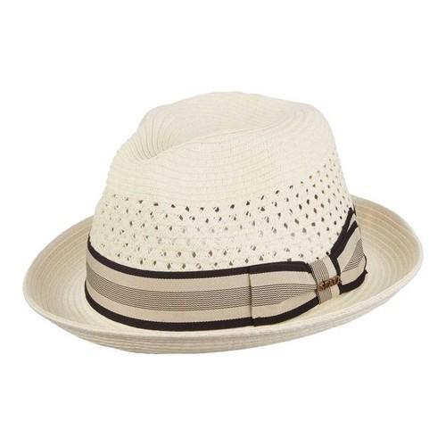 Men's Scala MS32 Vent Crown Braided Fedora Ivory