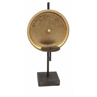 Sagebrook Home 12125-01 Metal Candle Holder On Stand, Gold Metal, 8 x 6.25 x 15.75 Inches