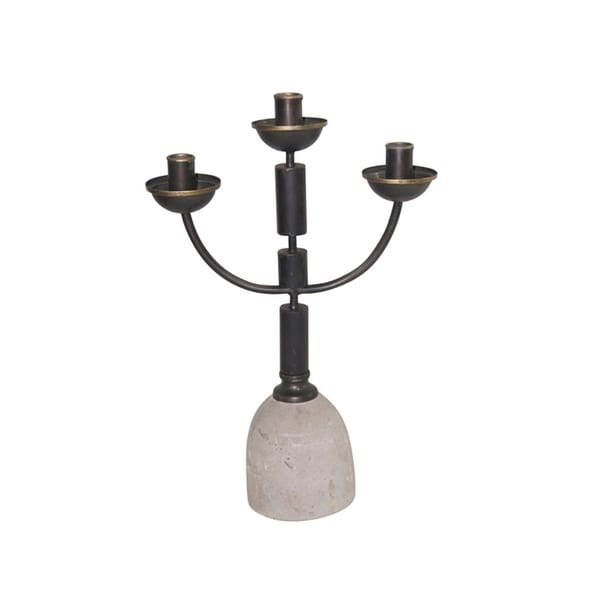Sagebrook Home 12451 Decorative Metal Candle Holder, Black Iron/Wood, 11.75 x 4.75 x 17.75 Inches