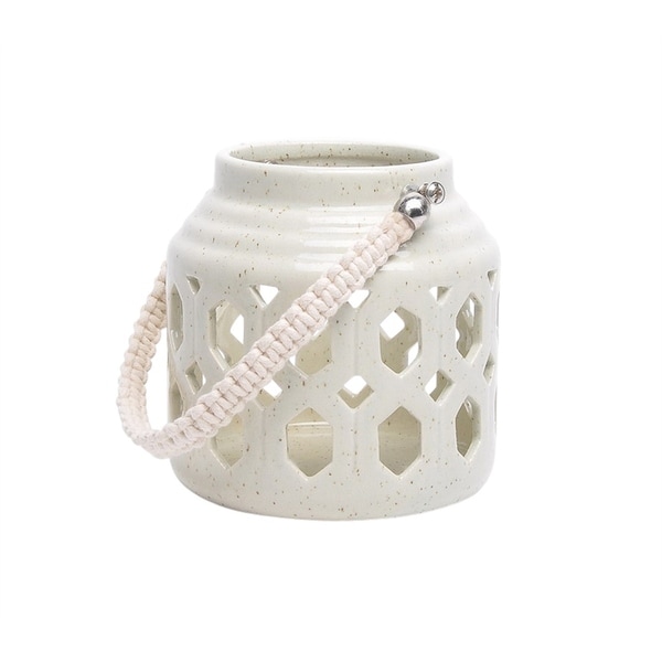Sagebrook Home 13191-04 Ceramic Candle Lantern, Pale Green Ceramic, 5.5 x 5.5 x 5.5 Inches
