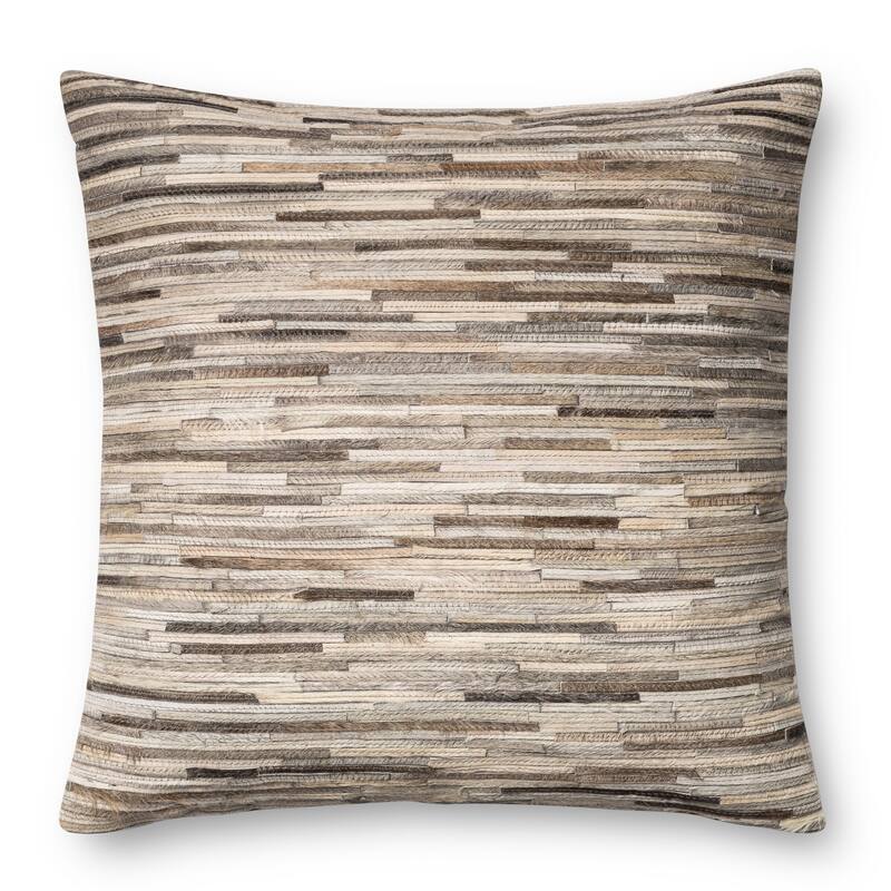 Rustic Natural Leather Sewn 22-inch Throw Pillow or Pillow Cover