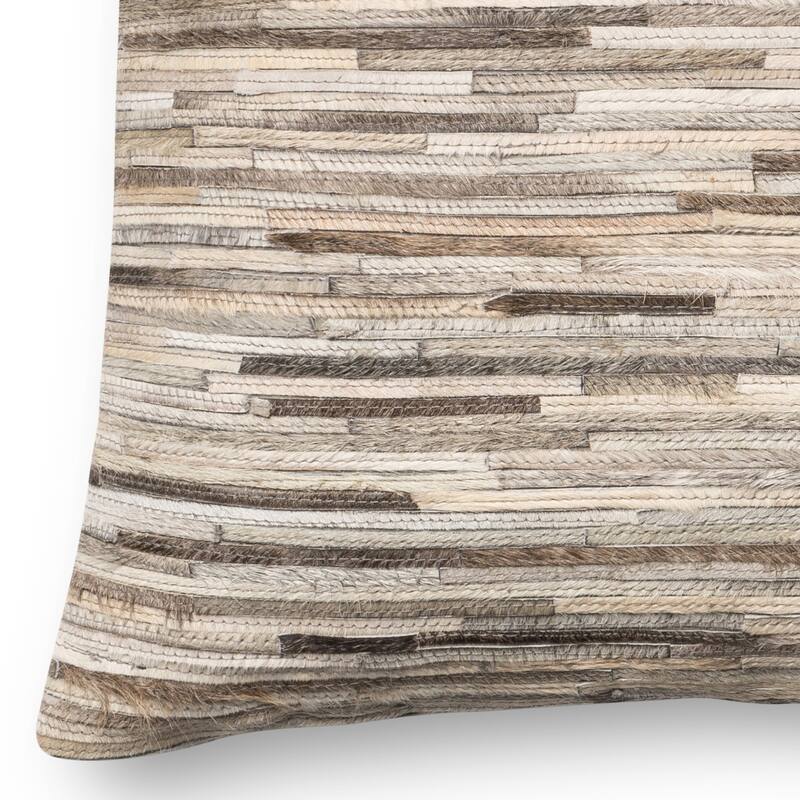 Rustic Natural Leather Sewn 22-inch Throw Pillow or Pillow Cover