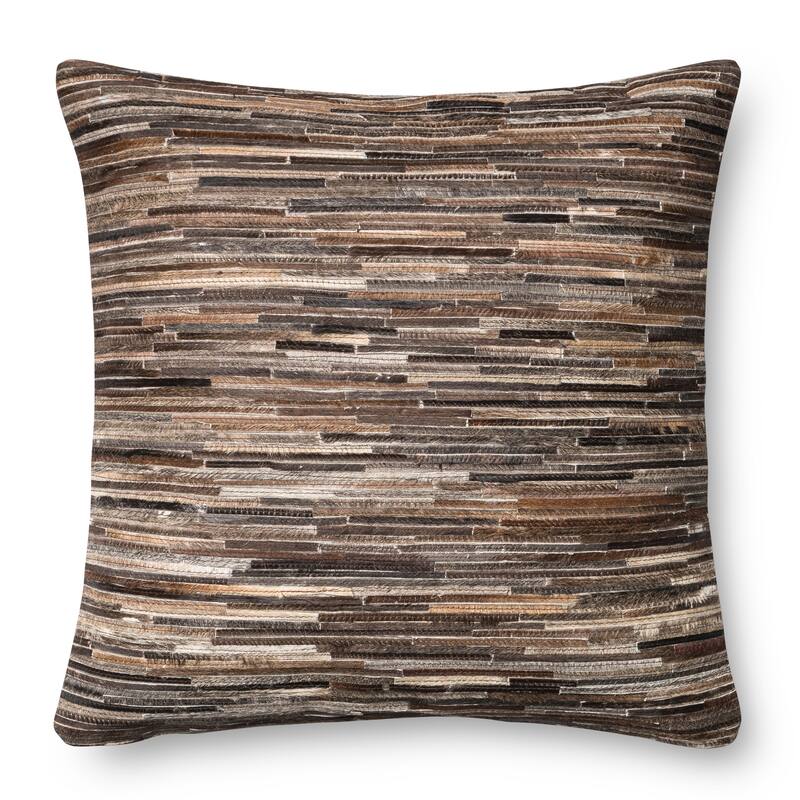 Rustic Natural Leather Sewn 22-inch Throw Pillow or Pillow Cover