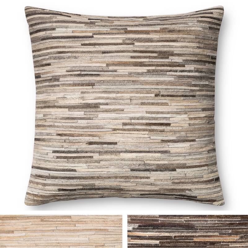 Rustic Natural Leather Sewn 22-inch Throw Pillow or Pillow Cover
