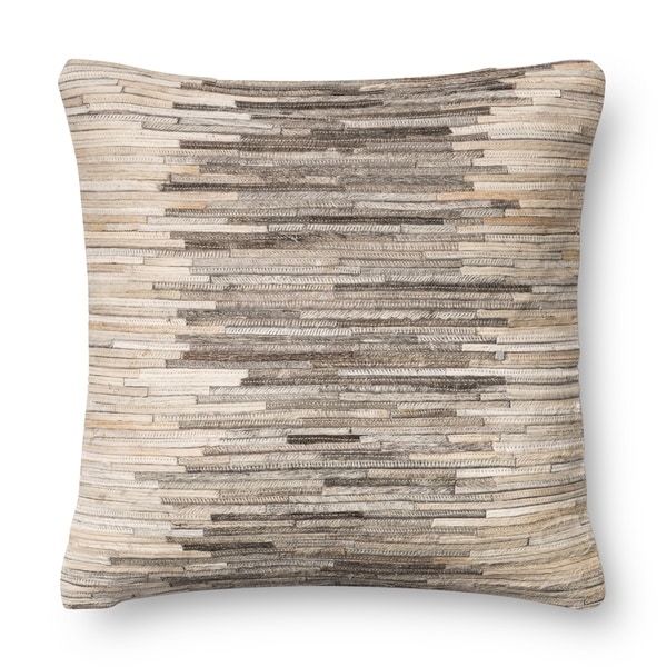 Rustic Grey Beige Leather Sewn 18 Inch Throw Pillow Or Rustic Grey Beige Leather Sewn 18 Inch Throw Pillow Or Cover