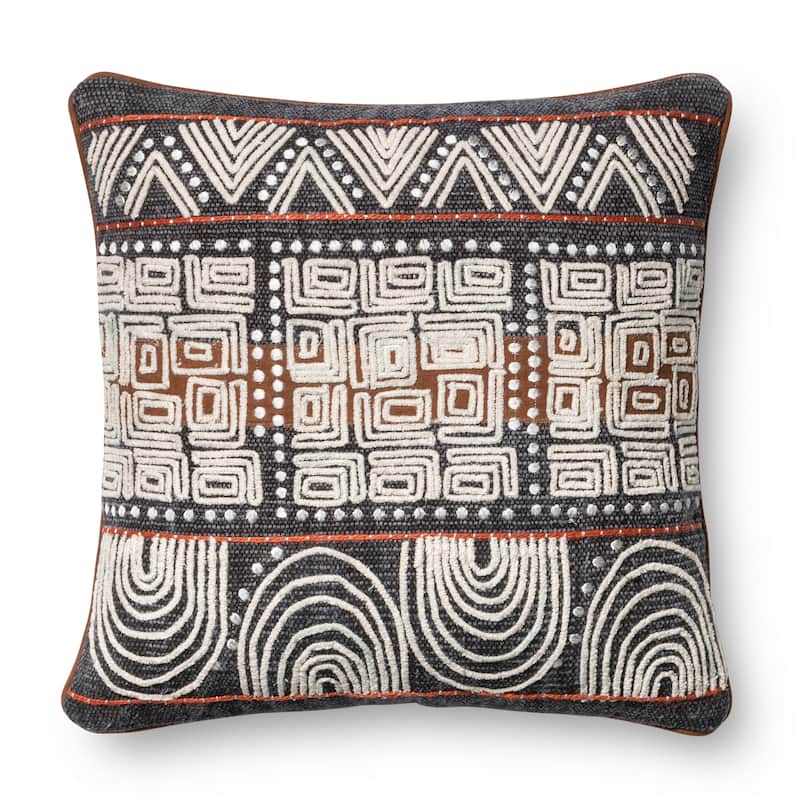 Stone-wash Denim Blue/ Rust 18-inch Throw Pillow or Pillow Cover