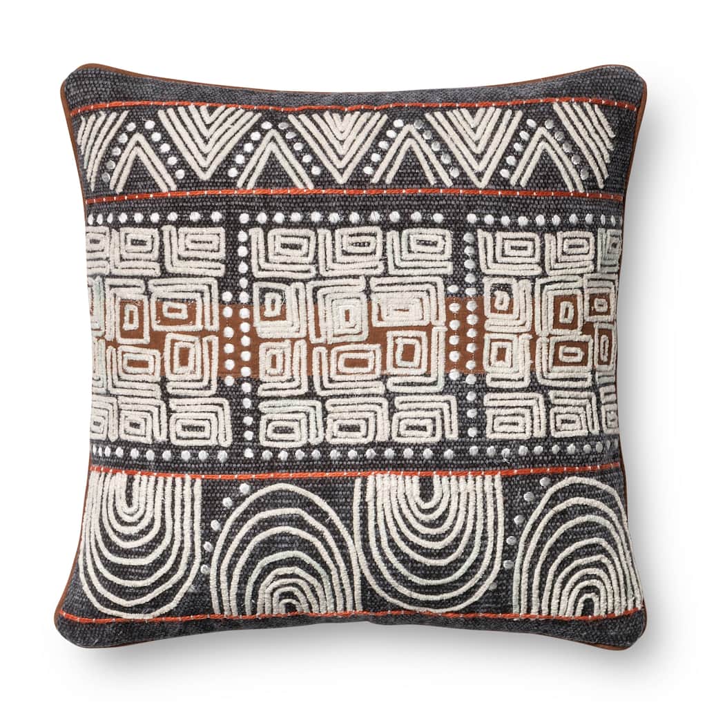 Stone-wash Denim Blue/ Rust 18-inch Throw Pillow or Pillow Cover