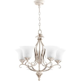 Flora White Linen 5-light Glass Chandelier (White) - Chandeliers For Bedrooms by Overstock.com