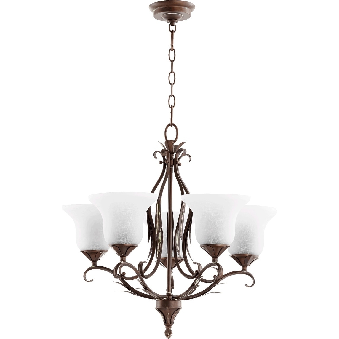 Flora White Linen 5-light Glass Chandelier (Copper) - Chandeliers For Bedrooms by Overstock.com
