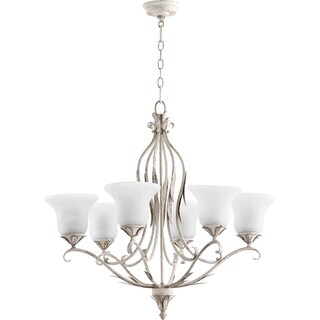Flora White Linen 6-light Glass Chandelier (White) - Chandeliers For Bedrooms by Overstock.com