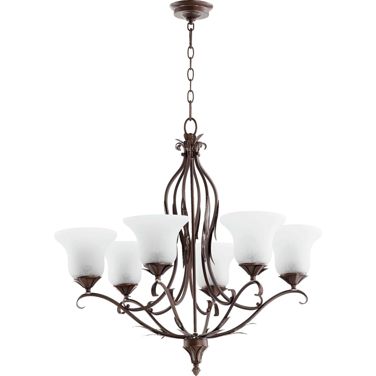 Flora White Linen 6-light Glass Chandelier (Silver) - Chandeliers For Bedrooms by Overstock.com