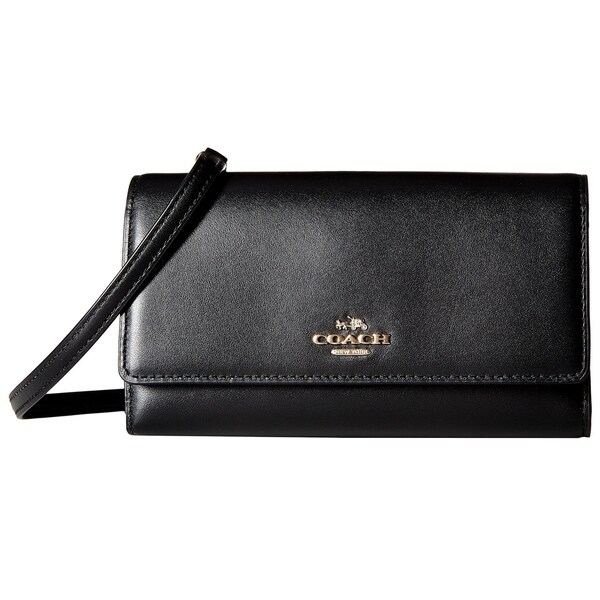 coach smooth leather phone crossbody black