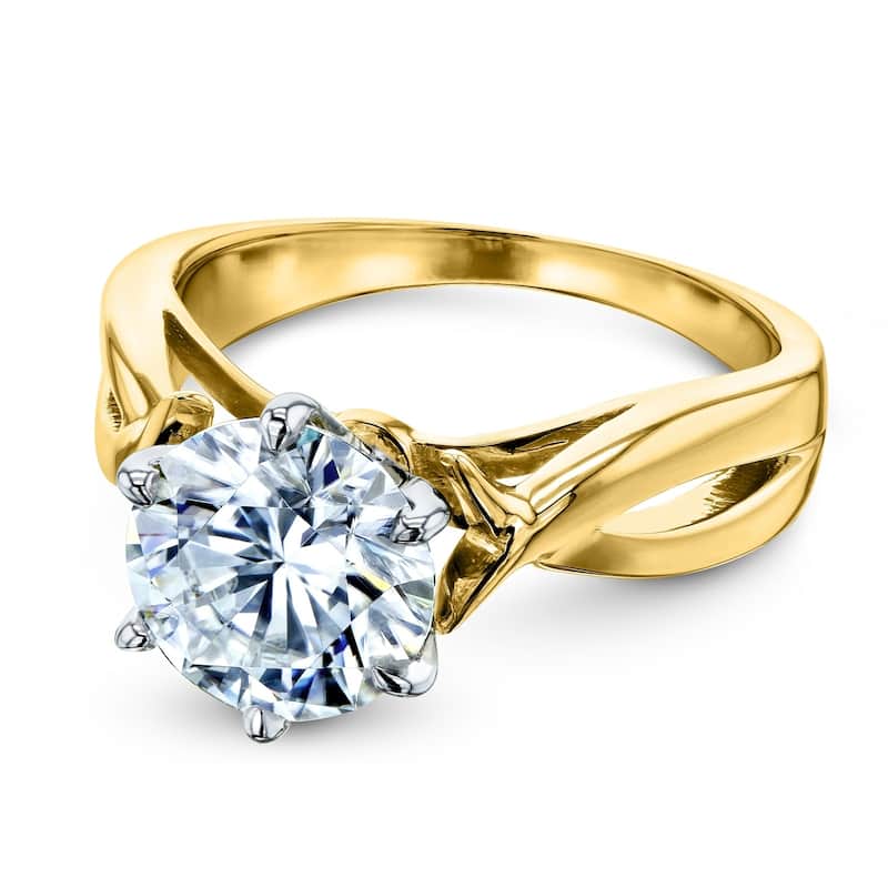 Annello by Kobelli 14k White Gold 1 7/8 Carat Forever One Moissanite Solitaire Open Shank Twist Engagement Ring (DEF/VS)