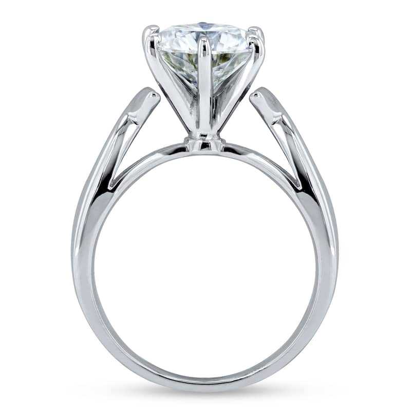 Annello by Kobelli 14k White Gold 1 7/8 Carat Forever One Moissanite Solitaire Open Shank Twist Engagement Ring (DEF/VS)