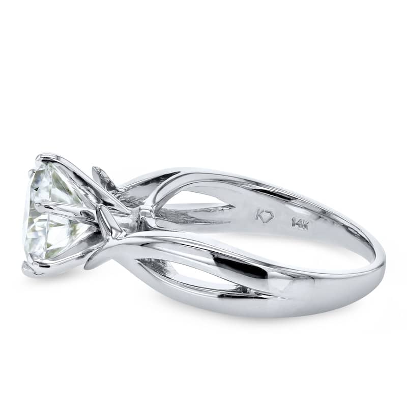 Annello by Kobelli 14k White Gold 1 7/8 Carat Forever One Moissanite Solitaire Open Shank Twist Engagement Ring (DEF/VS)