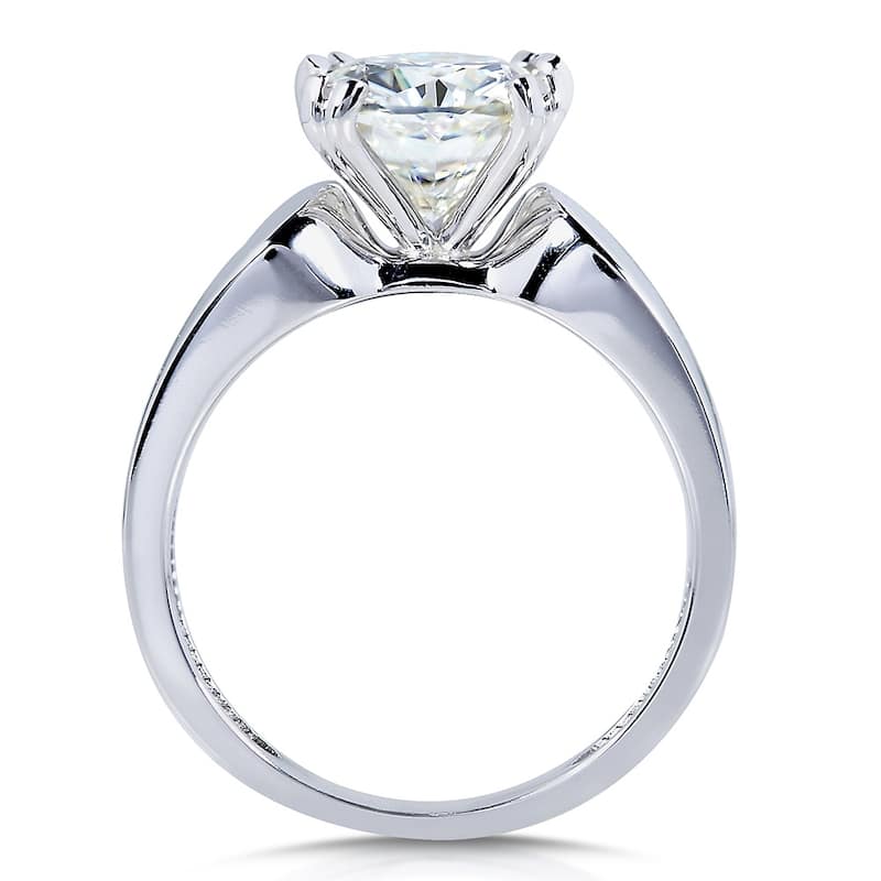 Annello by Kobelli 14k White Gold 2 Carat Cushion-cut Moissanite Solitaire Wide Band Tapering Engagement Ring (GH/VS)