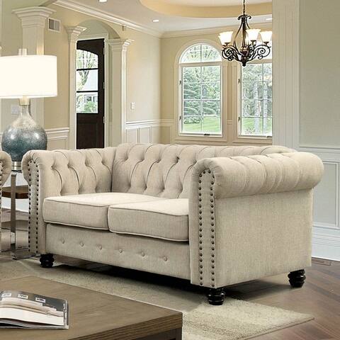 Furniture of America Kevi Traditional Tufted Chesterfield Loveseat