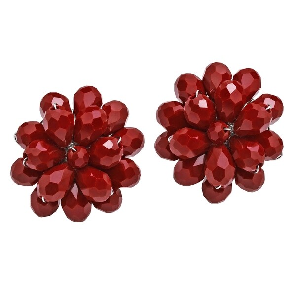 Handmade Dazzling Chrysanthemum Floral Crystal Earrings (Thailand). Opens flyout.