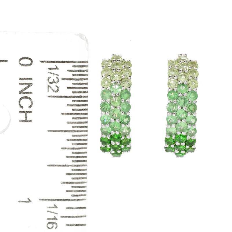 Sterling Silver Gradient Gemstone Huggie Hoop Earrings