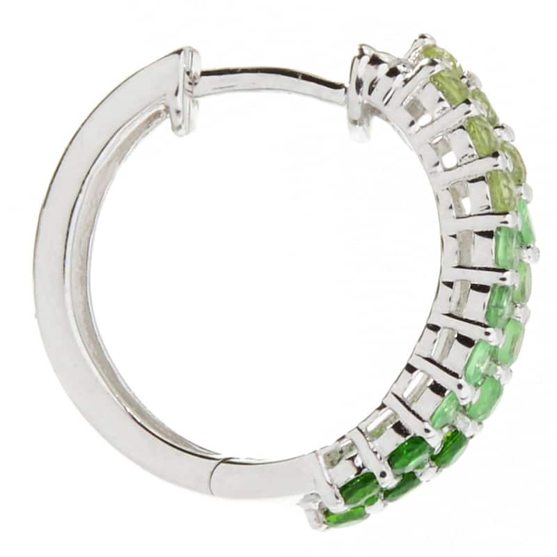 Sterling Silver Gradient Gemstone Huggie Hoop Earrings