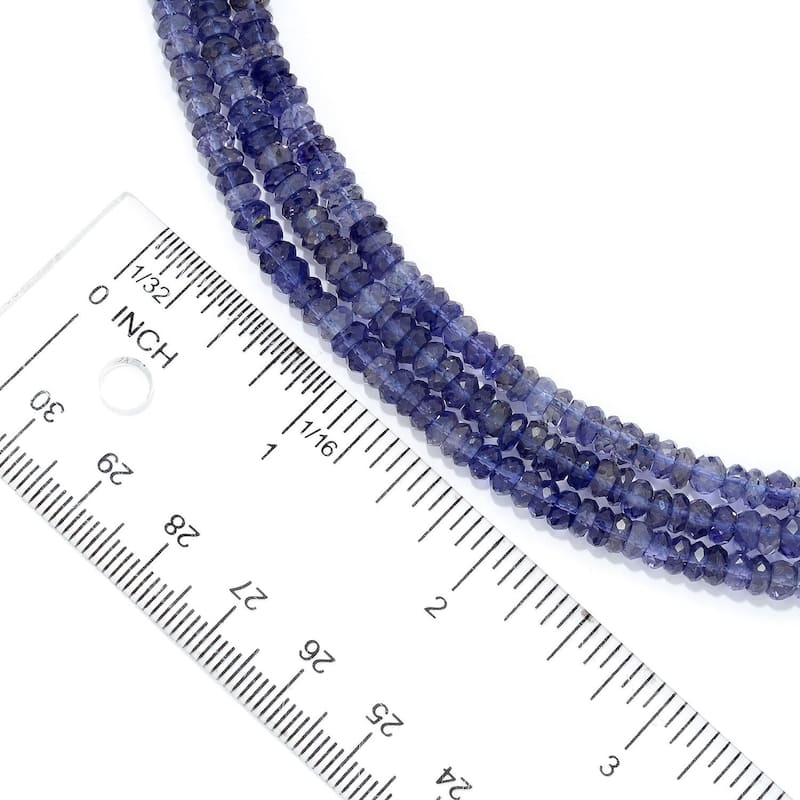 Sterling Silver 18" Iolite 3-Strand Beaded Necklace