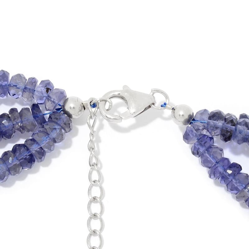 Sterling Silver 18" Iolite 3-Strand Beaded Necklace