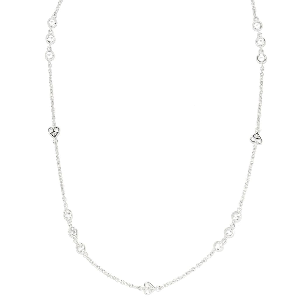 Sterling Silver White Topaz Round Bezel Set Necklace
