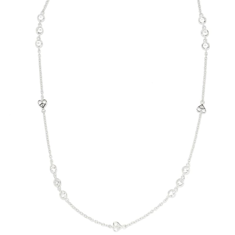 Sterling Silver White Topaz Round Bezel Set Necklace