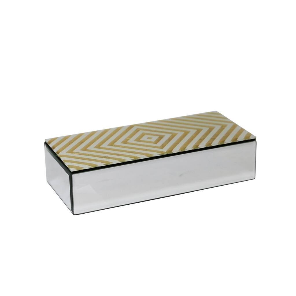 Sagebrook Home 13203-02 Decorative Wood & Glass Storage Box, Silver/Gold Mdf/Glass, 10.75 x 4.75 x 2.5 Inches