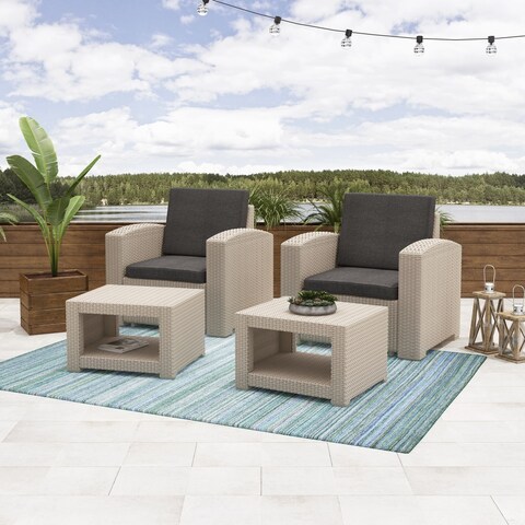CorLiving Adelaide 4pc All-Weather Chair and Ottoman Patio Set
