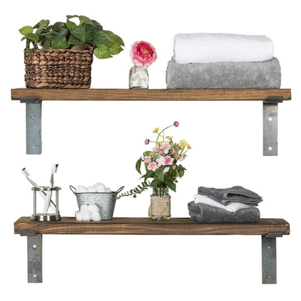 Handmade Del Hutson Designs Industrial Bracket Shelves, Set of 2, 36"