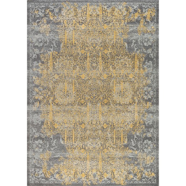 Chelsea Design Machine Made Grey/Gold Power Loom Rug (9' X 12') - 9' x 12'