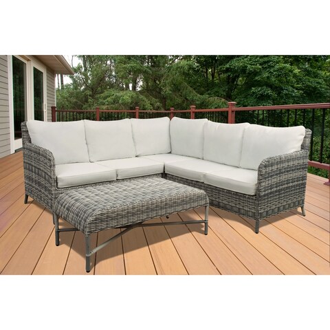 Johan 4-Piece Outdoor Rattan Patio Sectional Set with Cushions
