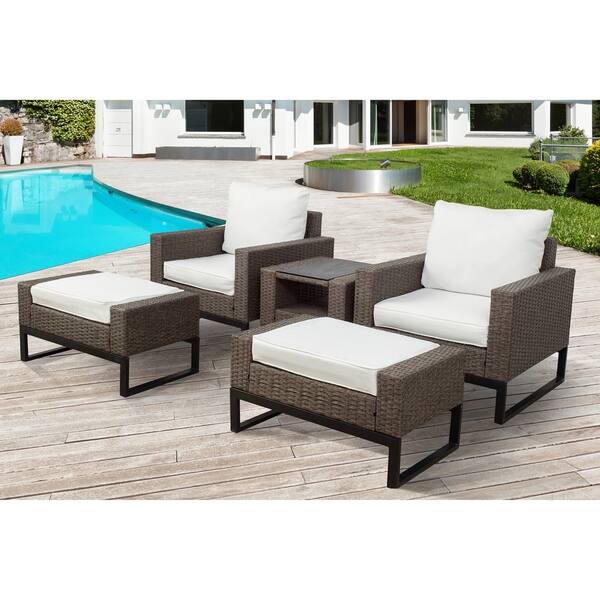 Shop Venice 5 Pc Outdoor Patio Conversation Chair With Ottoman Set