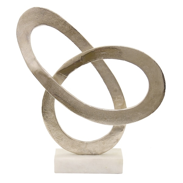 15 " Metal Sculpture With Marble Base in Silver