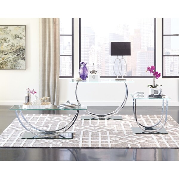 Shop Contemporary Chrome U-shaped So   fa Table - 48" x 17" x 