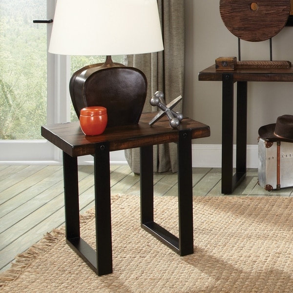 Industrial Vintage Brown End Table